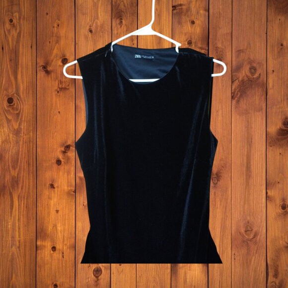 Zara  Women's XL Velvet Sleeveless Cutout Back Bodysuit Sexy Party Feminine - Picture 4 of 6